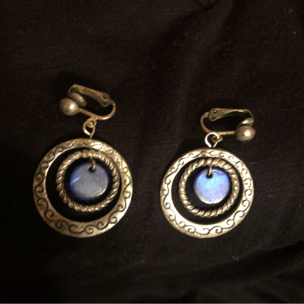 Elegant Blue and Gold Earrings